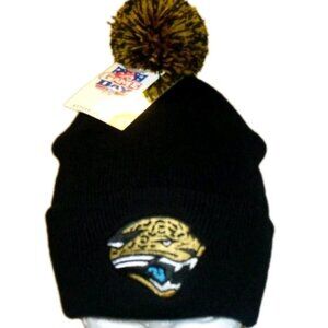 Jacksonville Jaguars Mens Adult Black Color Pom Beanie Winter Hat Cap New Tags